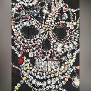Alexander McQueen NWT Silk Chandelier Jewel Skull Black Square Scarf 138cm